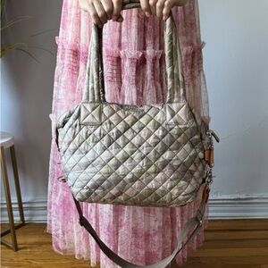 MZ WALLACE SUTTON QUILTED NYLON CAMOUFLAGE SHOULDER BAG SMALL